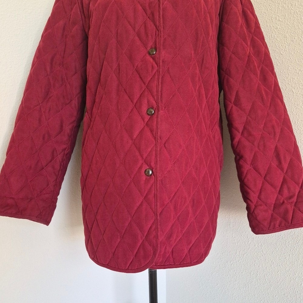 Vintage Talbots Red Quilted Jacket Barn Coat Paisley Lined M Classic Preppy - Picture 7 of 17